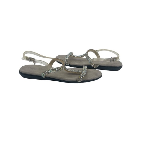 Aerosoles Silver Glitter Embellished Clear Strap Sandals Size 9 Women’s - Picture 1 of 8